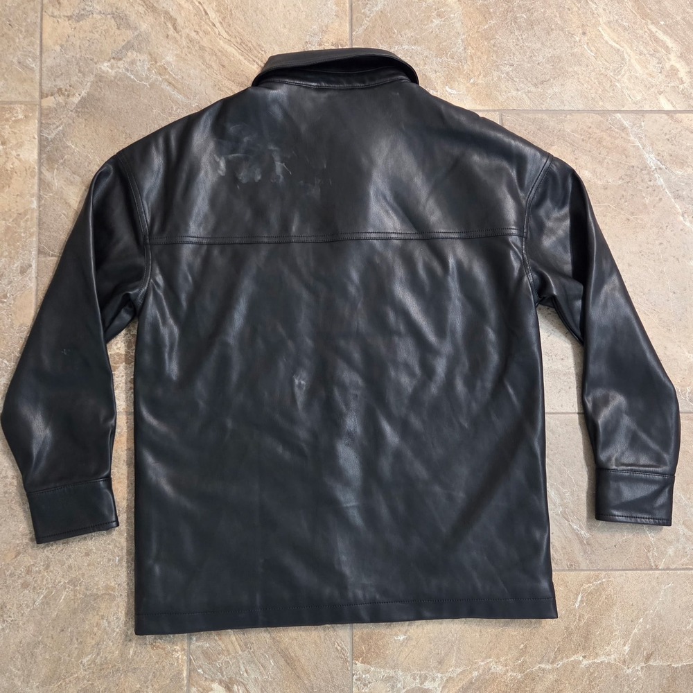 Juicy Couture Black‎ Faux Leather Shirt Jacket Heart Studs Womens S - Picture 2 of 9
